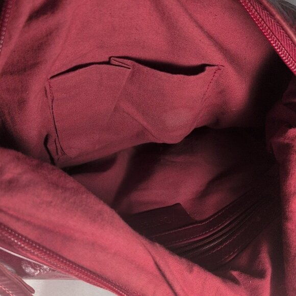 Danier Red Leather Purse Shoulder Crossbody Bag Cargo Pocket Silver Y2K Hobo Zip - Picture 14 of 16